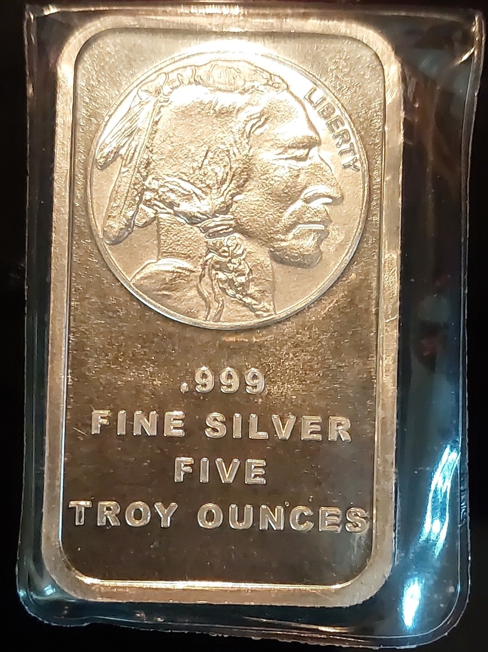 Five Troy Ounce .999 Fine Silver Bullion Bar